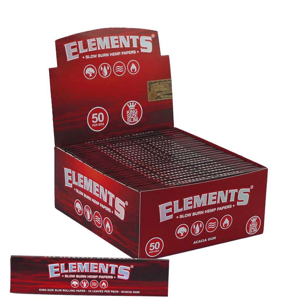 ELEMENTS RED KING SIZE SLIM FEUILLES CHANVRE