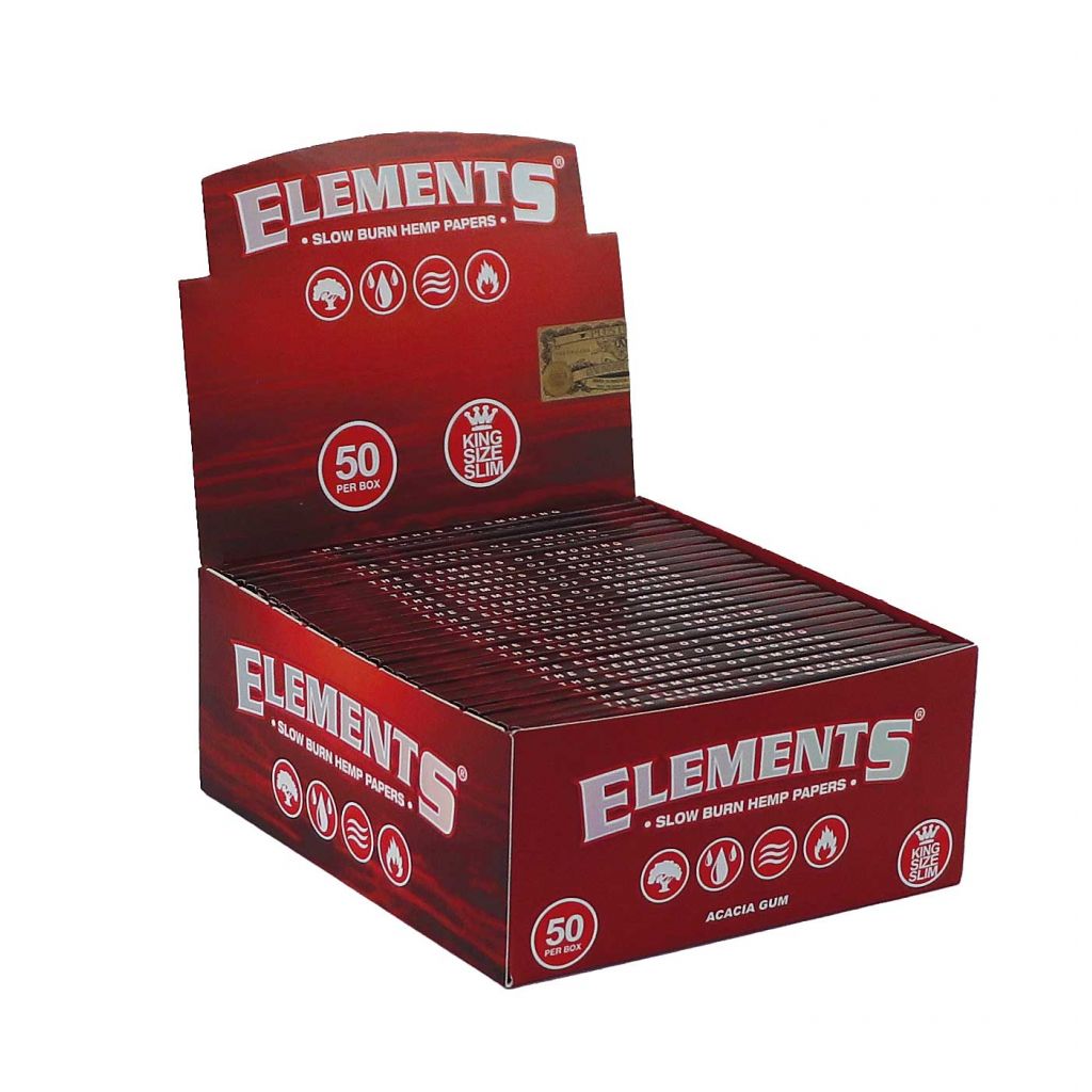 ELEMENTS RED KING SIZE SLIM FEUILLES CHANVRE